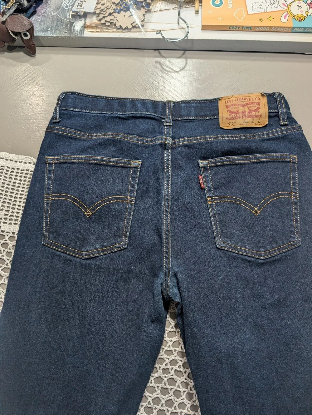 Levis Dark Blue Denim Jeans - Classic Straight Fit Boys Size 20, 30X32